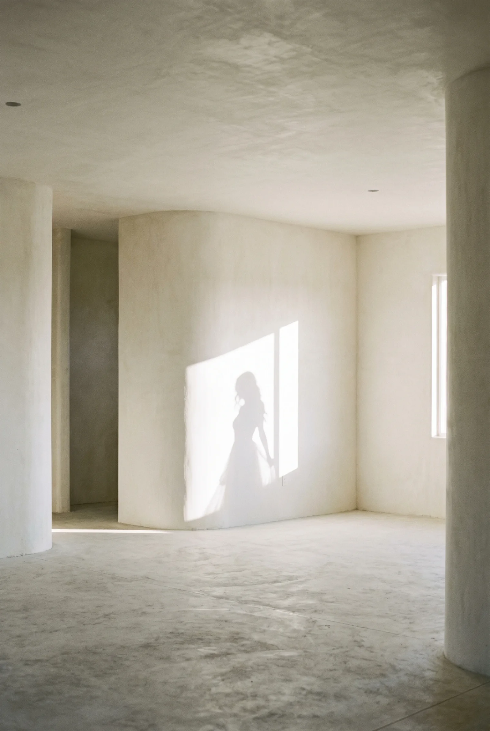 Ombre d'une mariée projetée sur un mur blanc, collection La Septième