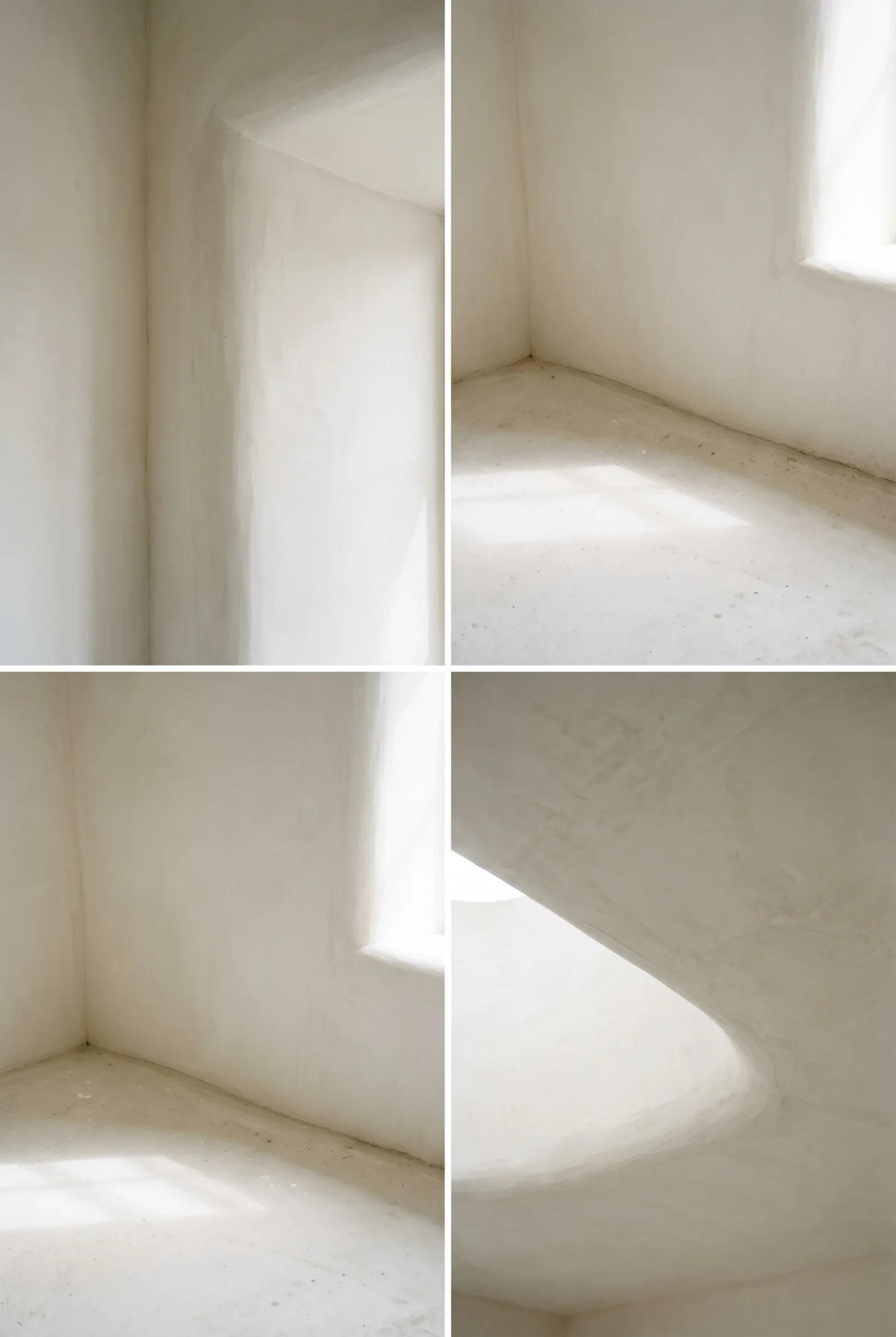 Jeux de lumière sur les murs blancs du décor de la collection La Septième