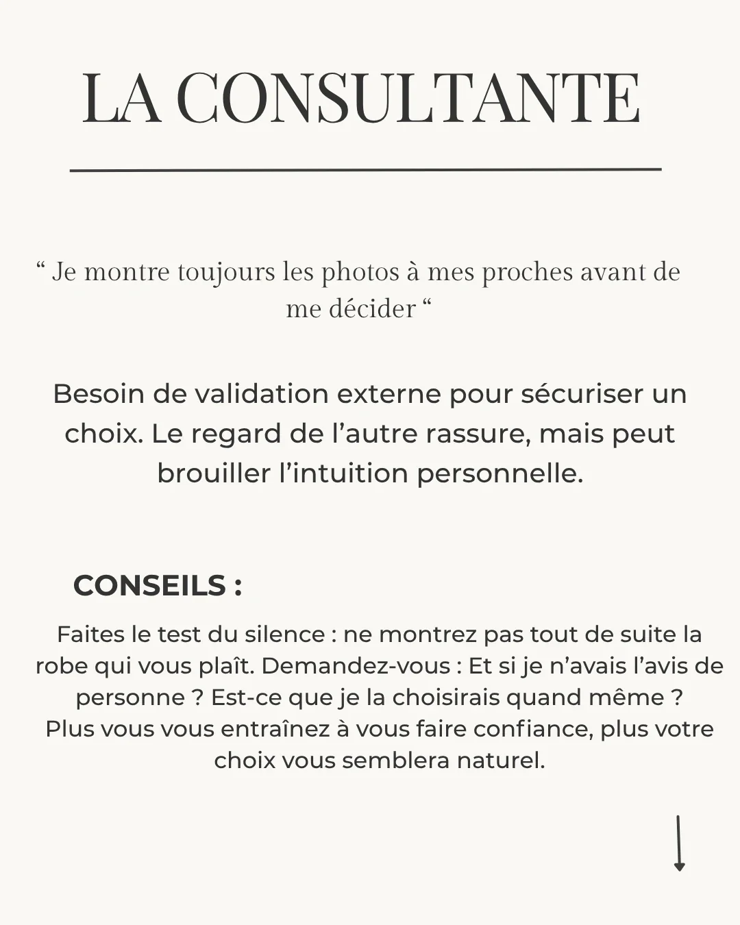Profil la consultante : elle montre toujours les photos à ses proches avant de décider