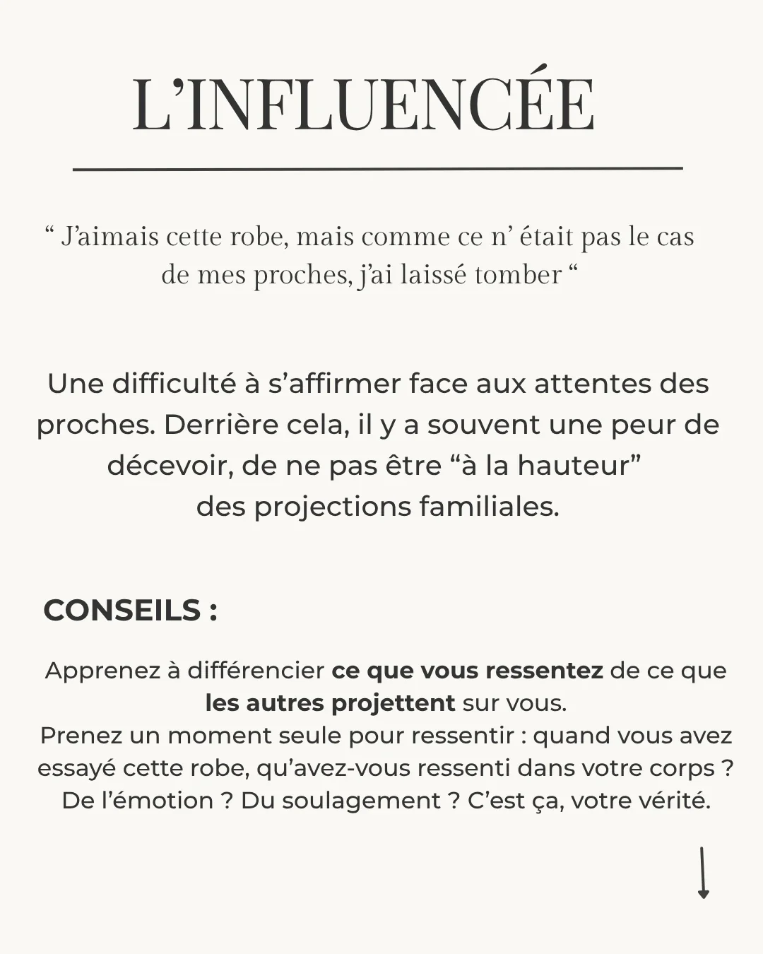 Profil l'influencée : elle a laissé tomber une robe aimée faute d'approbation des proches