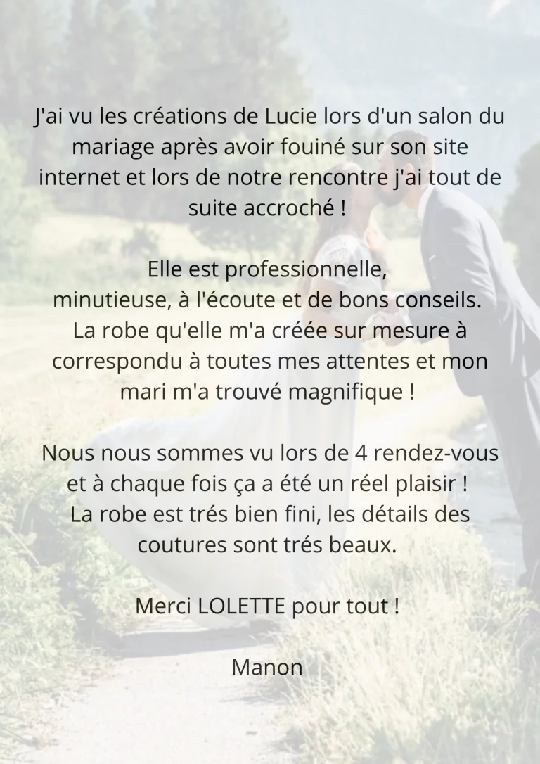 Témoignage de Manon : robe sur mesure créée en 4 rendez-vous