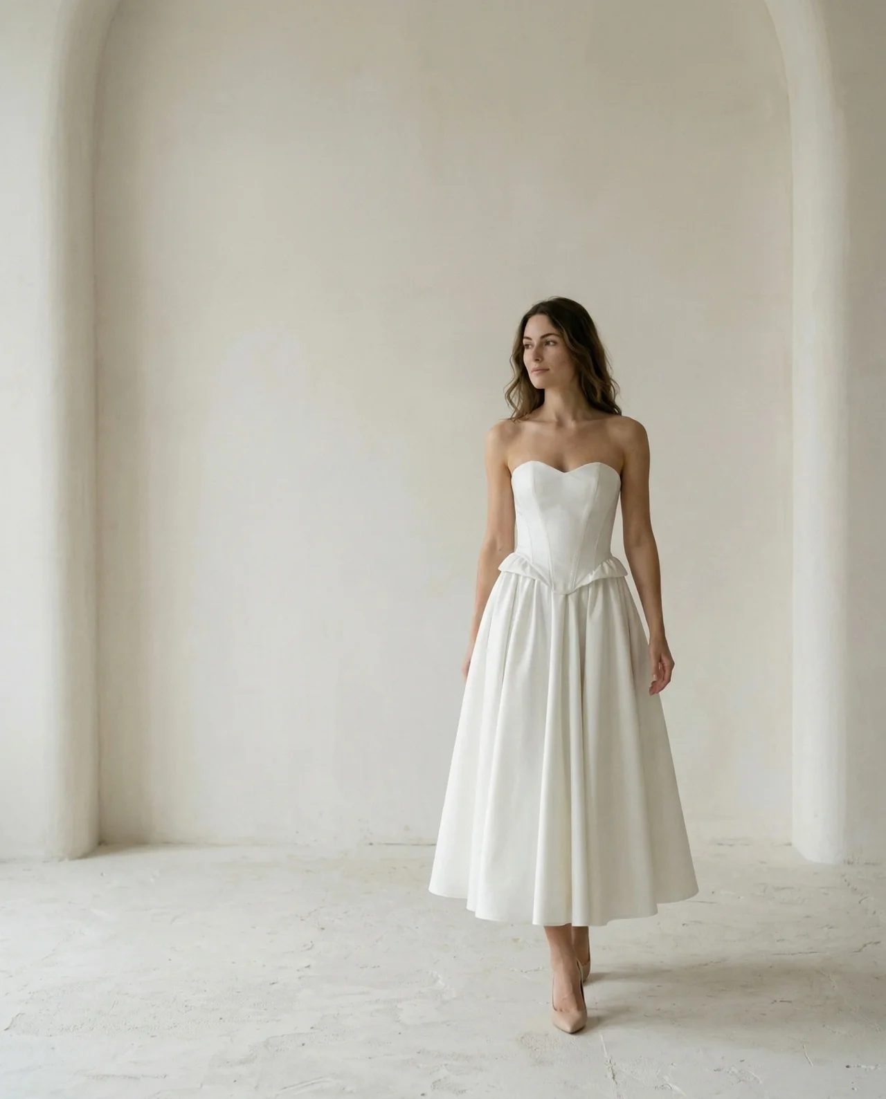 Robe de mariée mi-longue bustier à jupe ample, Louise