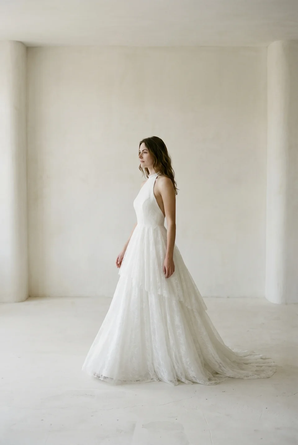 Robe à col licou et jupe superposée en tulle, Marceau